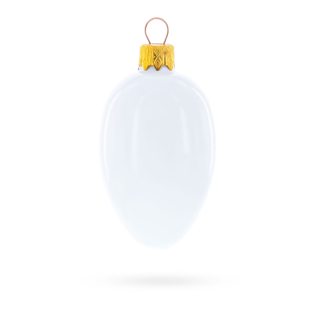 Set of 6 Glossy White Mini Glass Egg Ornaments 2.9 Inches