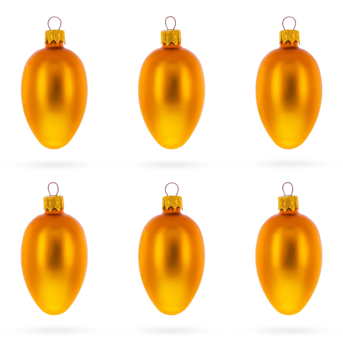 Set of 6 Matte Gold Mini Glass Egg Ornaments 2.9 Inches