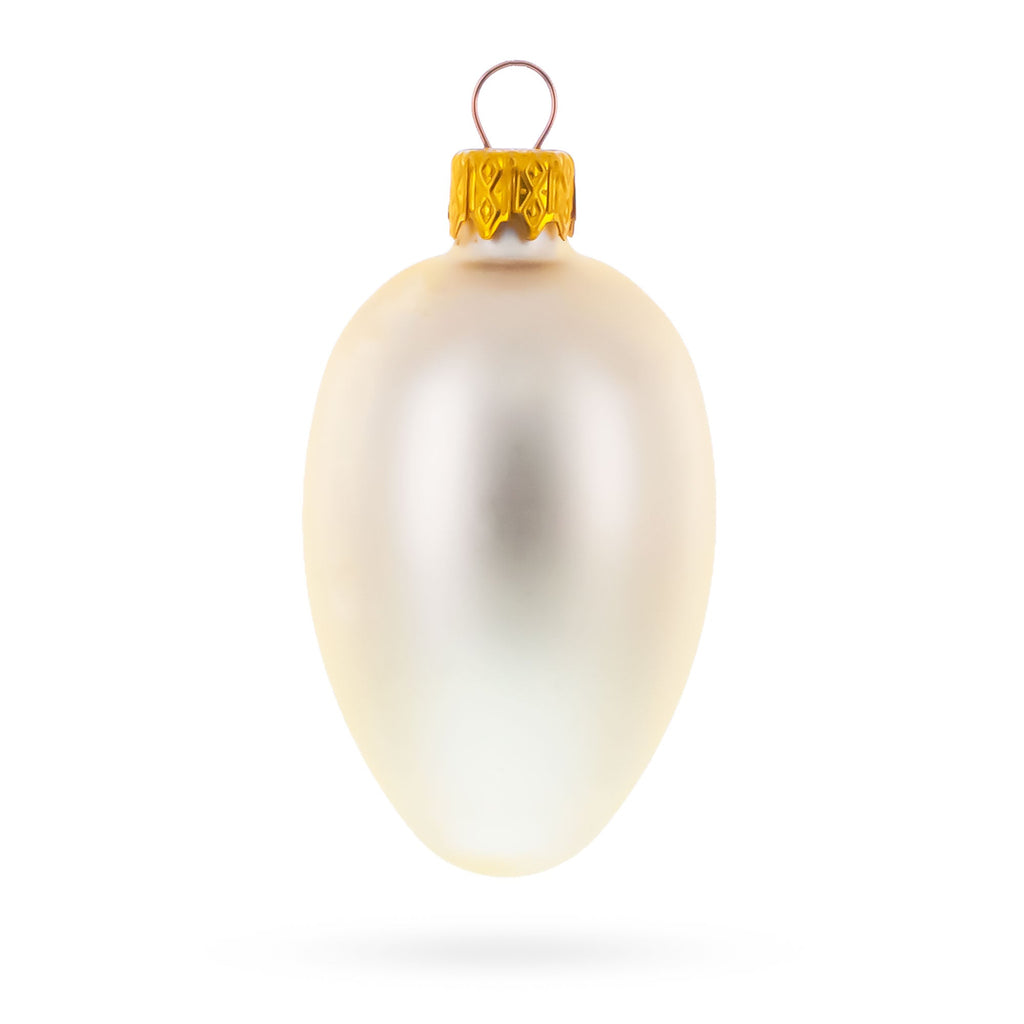 Set of 6 Champagne Mini Glass Egg Ornaments 2.9 Inches
