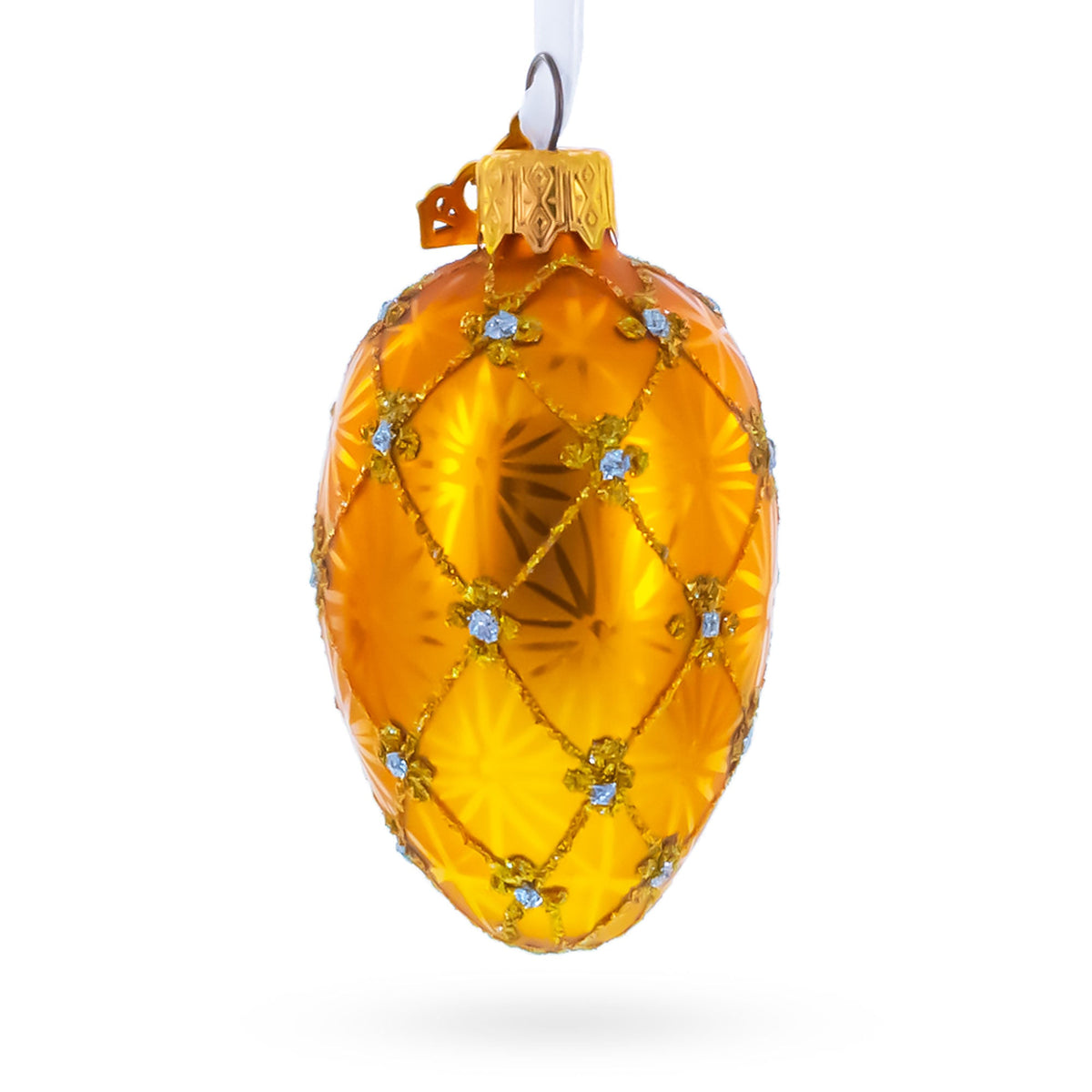 Coronation Royal Mini Blue Glass Egg Ornament 2.9 Inches