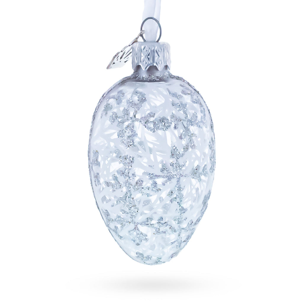 1913 Winter Mini Glass Egg Ornament 2.9 Inches