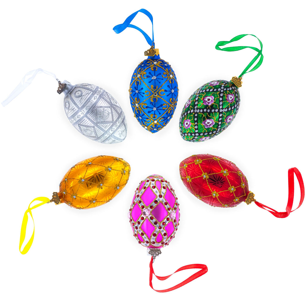 Diamond Drops Glass Egg Ornament 4 Inches