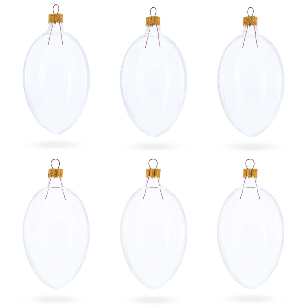 Set of 6 Clear Glass Egg Ornaments DIY Craft 4 Inches