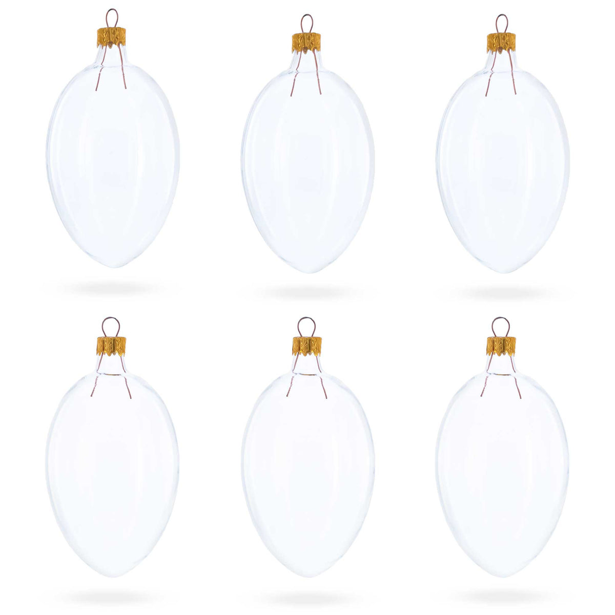 Set of 6 Clear Glass Egg Ornaments DIY Craft 4 Inches