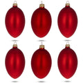 Set of 6 Red Matte Glass Egg Ornaments 4 Inches