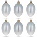 Set of 6 White Matte Glass Egg Ornaments 4 Inches