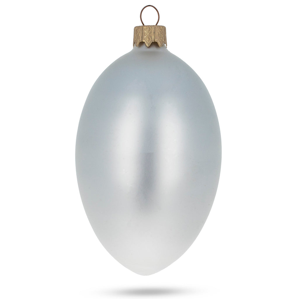 Set of 6 White Matte Glass Egg Ornaments 4 Inches
