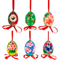 Flowery Painting Multicolored Wooden Easter Egg Ornaments