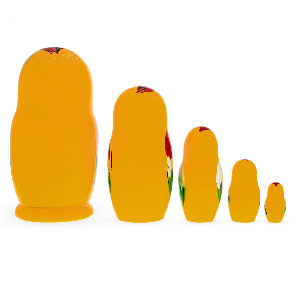 Set of 5 Rooster Family Wooden Nesting Dolls