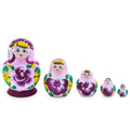 Pink Color with White Velvet Flower Wooden  Nesting Dolls