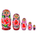 Orange Hood with Velvet Flowers Wooden  Nesting Dolls