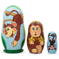 Set of 3 Smiling Monkeys Wooden Nesting Figurines 4.25 Inches
