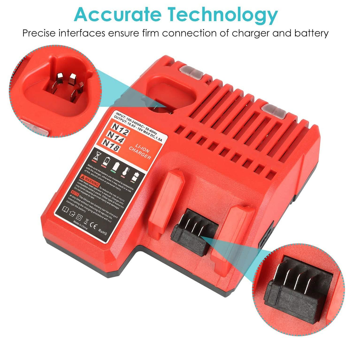 M12 M18 Rapid Fast Charger Fit for Milwaukee Battery
