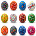 Set of 12 Ukrainian Wooden Easter Eggs Pysanky 1.5 Inches