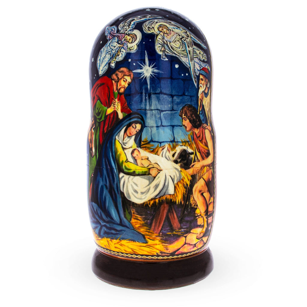 Set of 5 Jesus is Born Nativity Scene Nesting Dolls Matryoshka