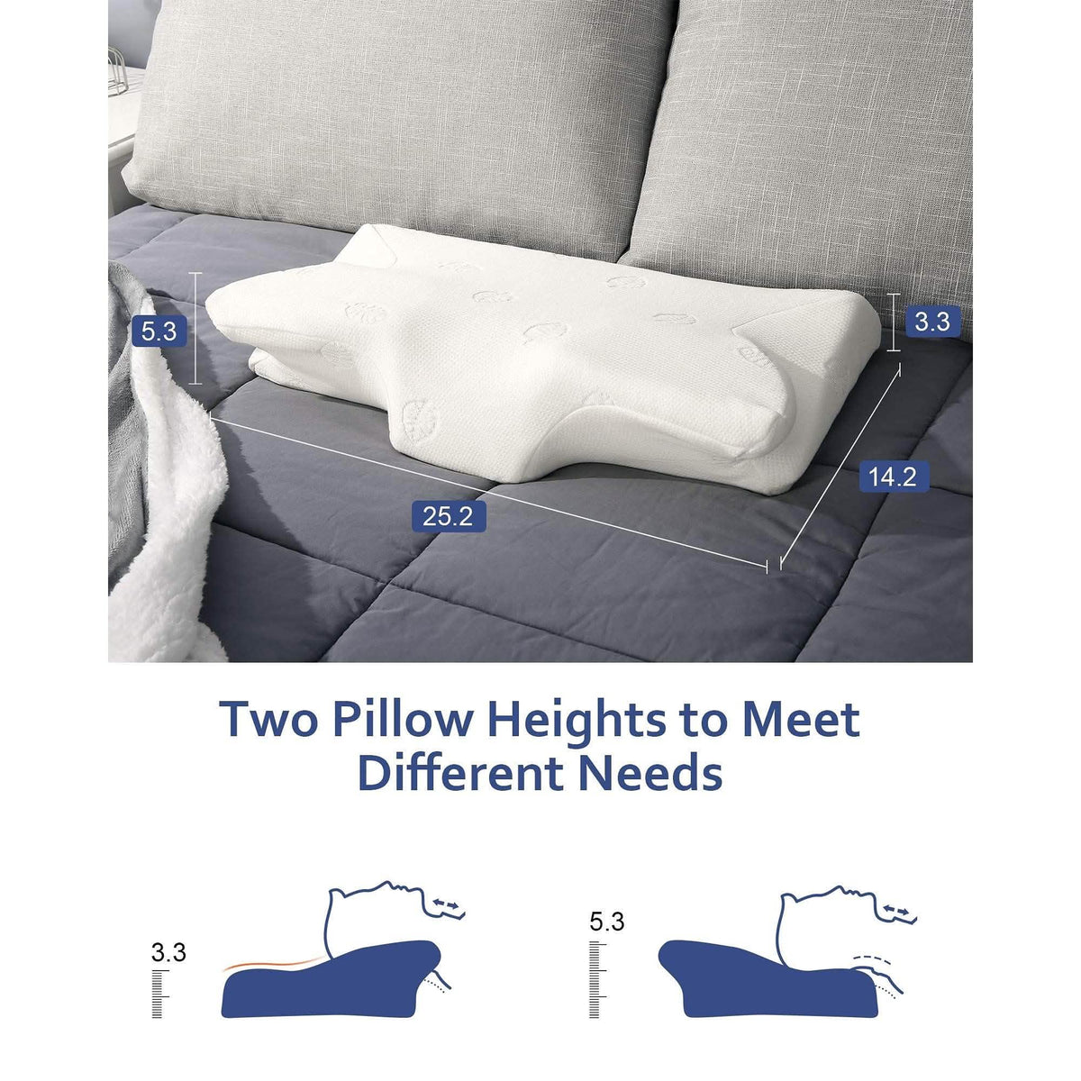 MARNUR Memory Foam Pillow for Neck Shoulder Pain Queen Size Wing Shape Design