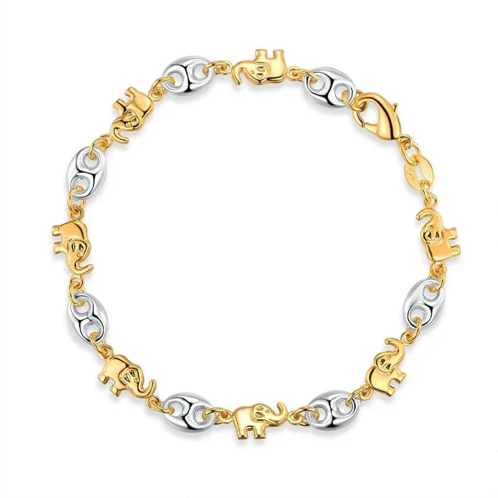 RMZ GOLD NYC 18K Gold Two-Tone Elephant Bracelet
