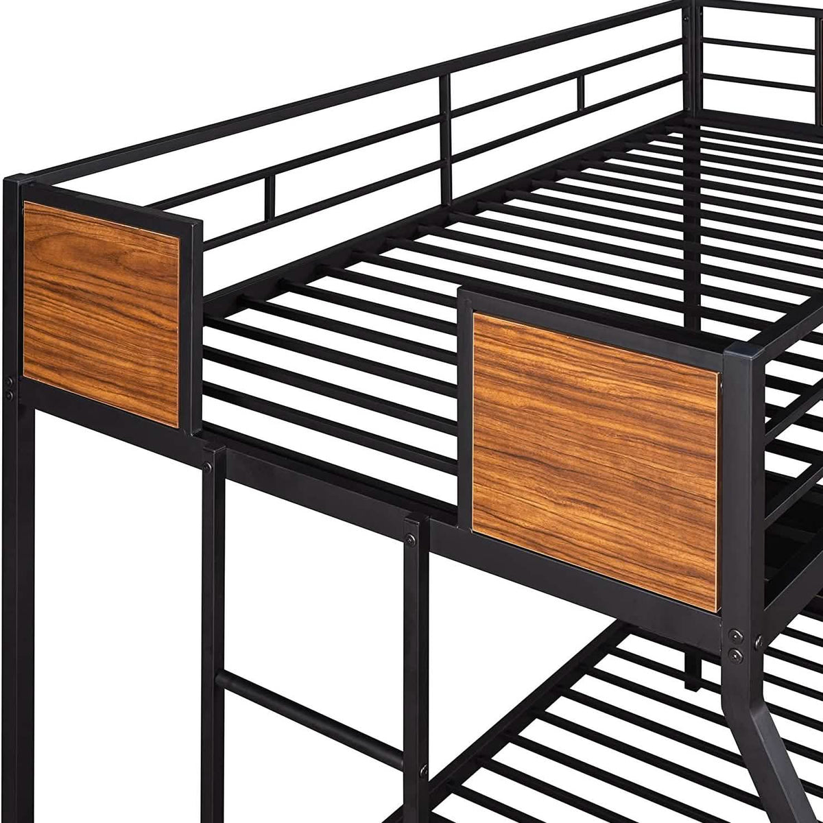 Metal Bunk Bed with Safety Railing Ladder