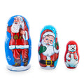 3 Santa and Polar Bear Wooden Nesting Dolls 4.25 Inches