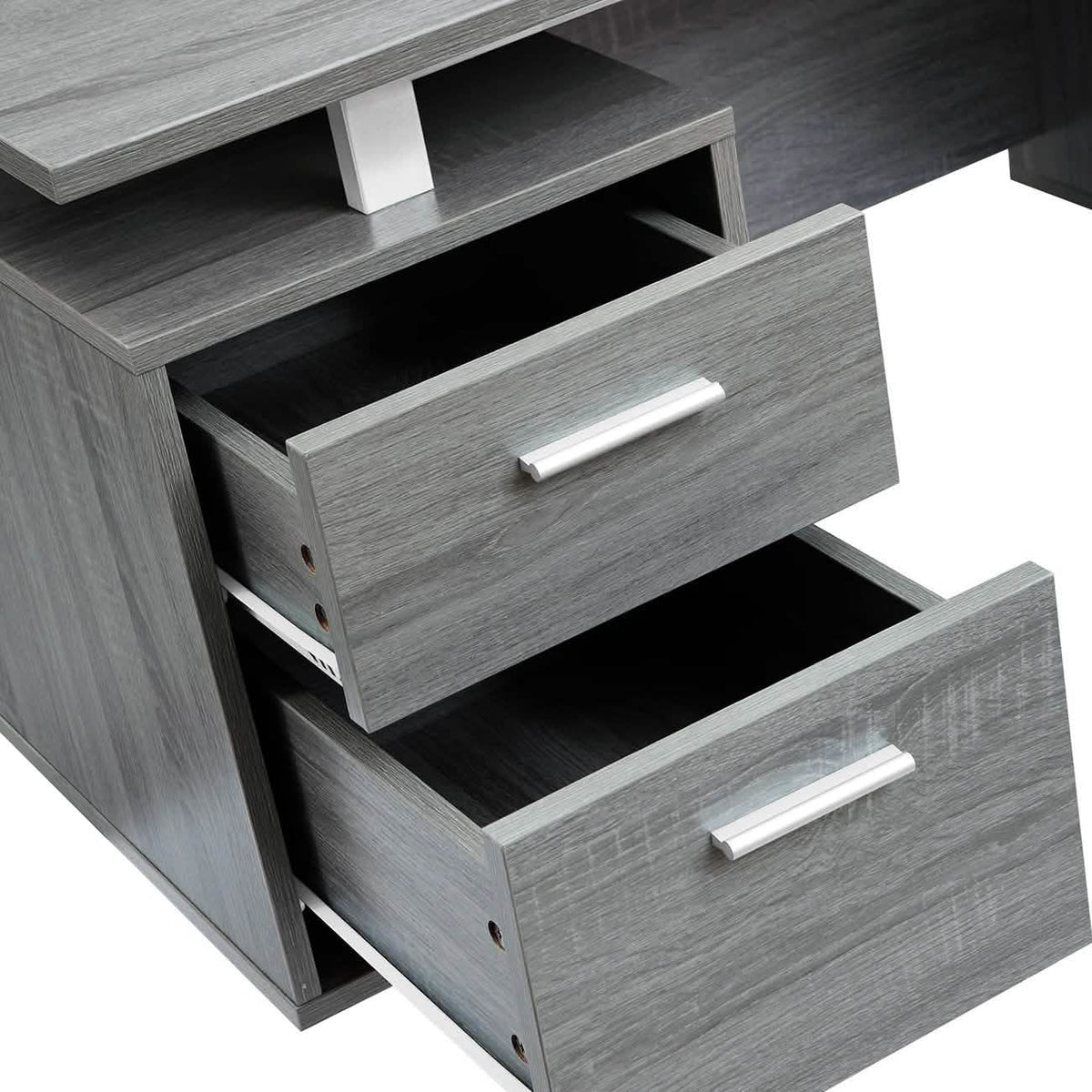 Modern Gray Office Desk with Storage