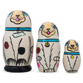 Wooden White Dog with Bone Collar Nesting Dolls - Stacking Matryoshka 4.25 Inches