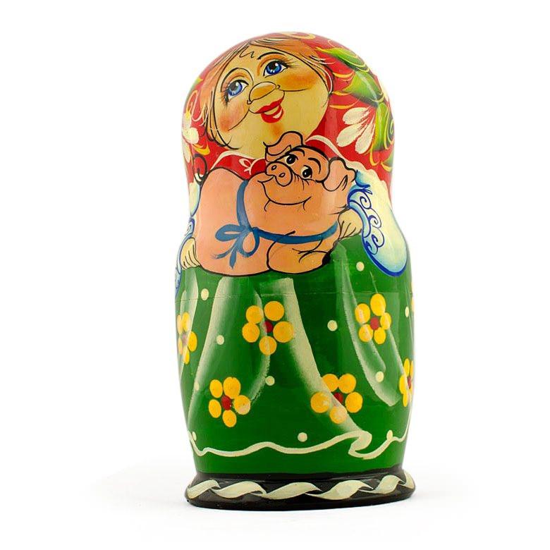 Set of 5 Farmers Family Nesting Dolls 7 Inches
