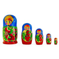 Set of 5 Wooden Floral Nesting Dolls - 6" Traditional Berry Matryoshka