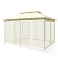 10 Feet x 13 Feet Tent Canopy Shelter with Removable Netting Sidewall-Beige
