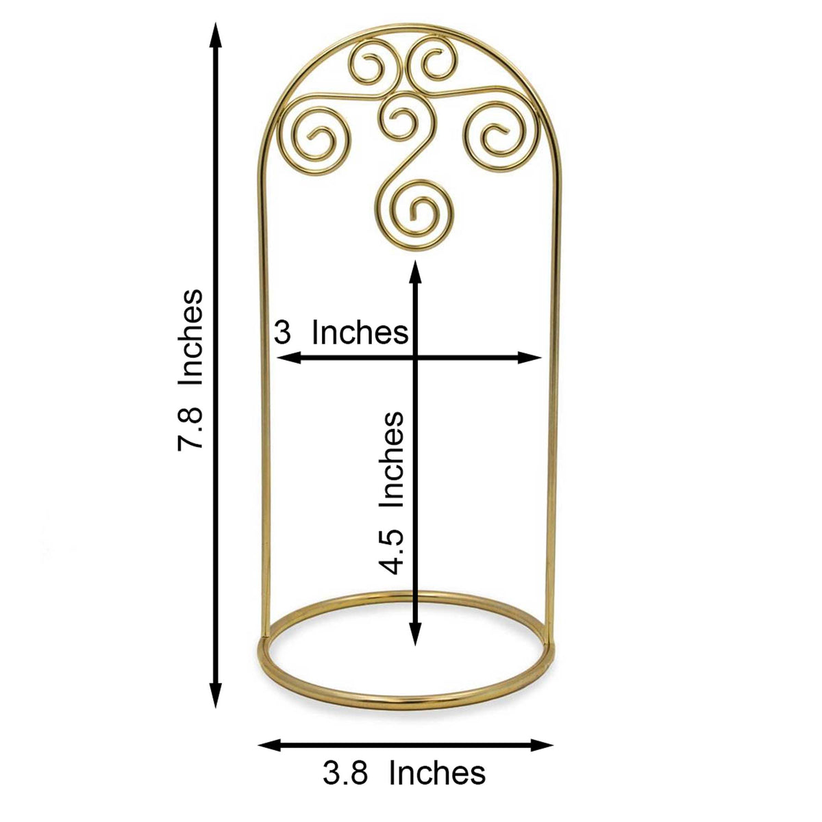 Gold Tone Metal Swirl Arch Ornament Stand Display 7.75 Inches