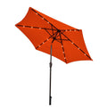 9 Feet Solar LED Lighted Patio Market Umbrella Tilt Adjustment Crank Lift-Orange