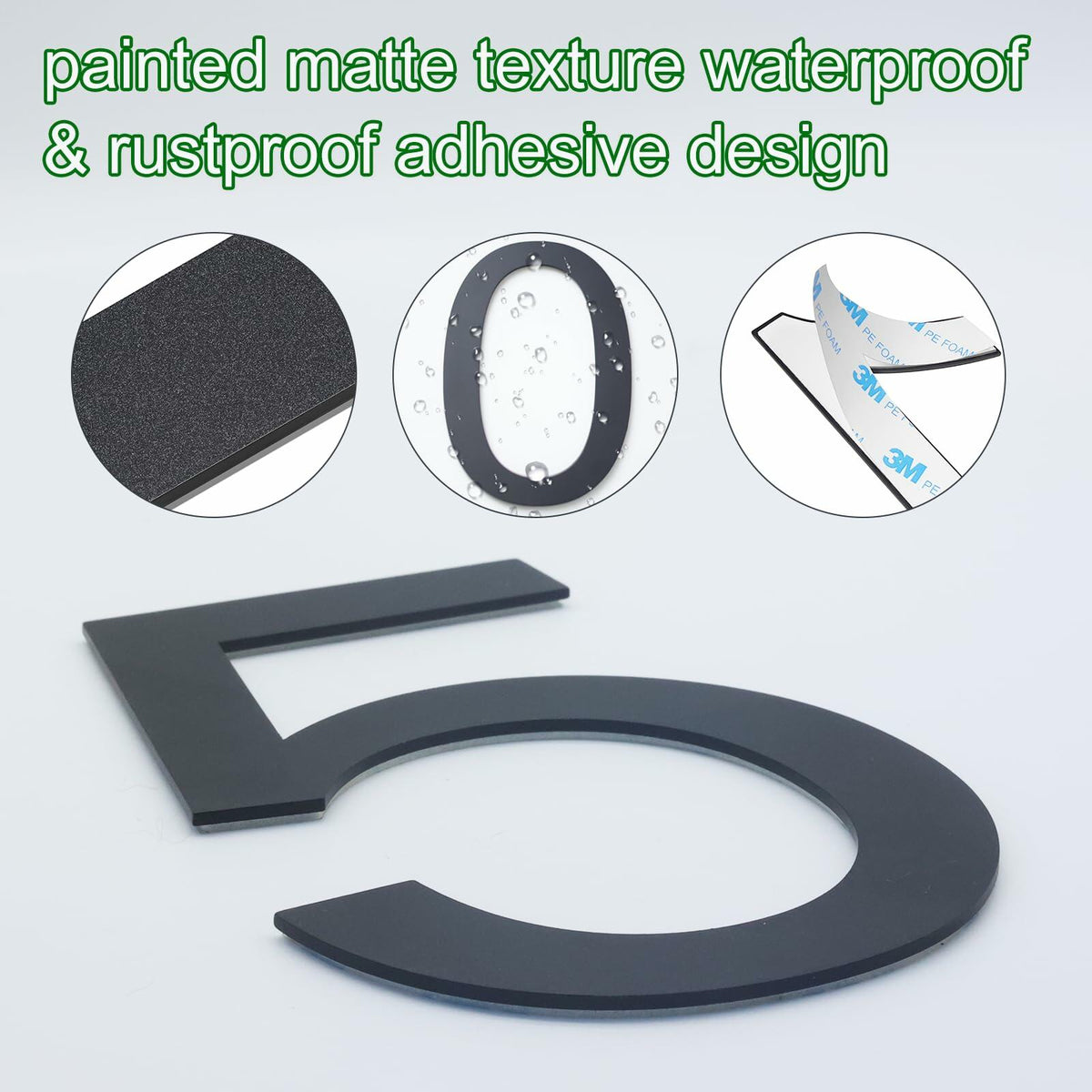 6 Inch Stainless Steel Self-Adhesive House Number 4 Outdoor Durable