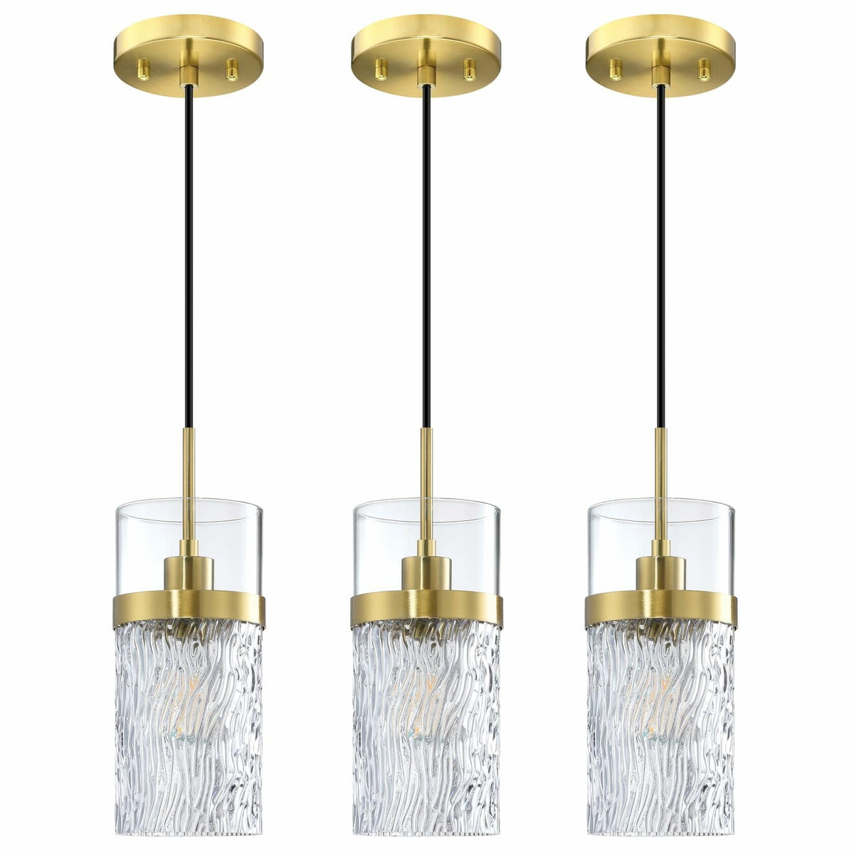SEENMING HOUSE 3 Pack Kitchen Island Pendant Light Clear Glass Bronze Finish