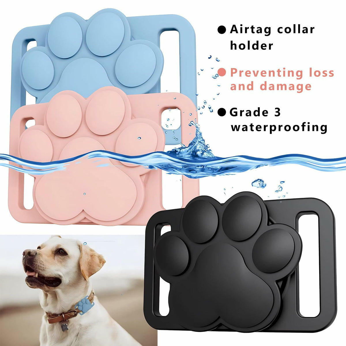 FancyMouse Dog Collar Holder Blue Protective Track Tech dwj-blue