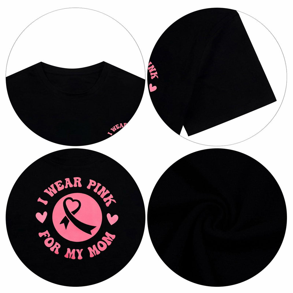 FASHGL Pink Ribbon Breast Cancer Awareness T-Shirt Women Pink Tee - Size S