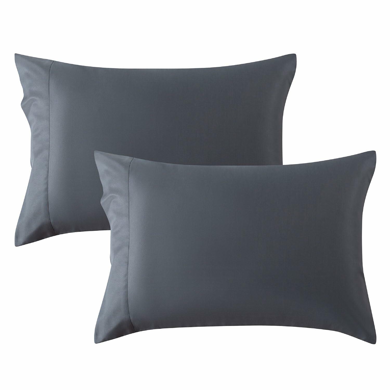 Moccabebe 2 Pc King Size Pillowcases 20x36 Grey Cooling Bamboo Rayon Soft