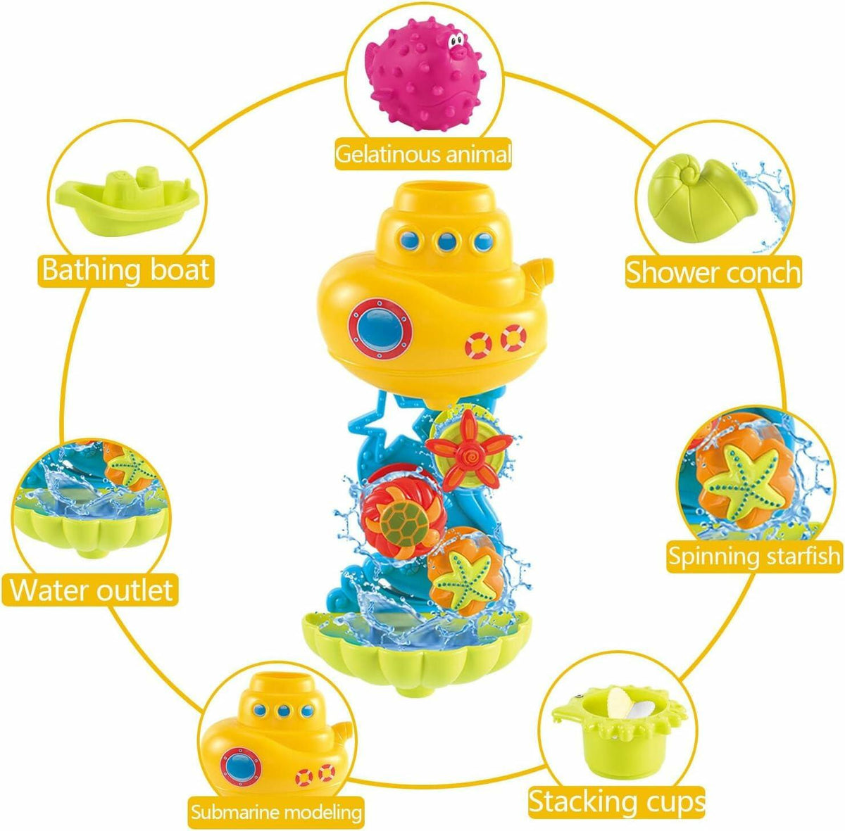 Cosaway Baby Bath Toys Ocean Animal Sprinkler Beach Pool Set 6-12 Months