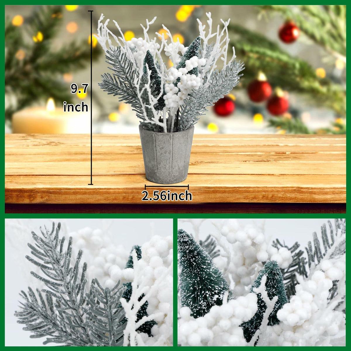 SUPREME 2PCS Mini Xmas Tree Tabletop Decor Artificial Indoor Holiday