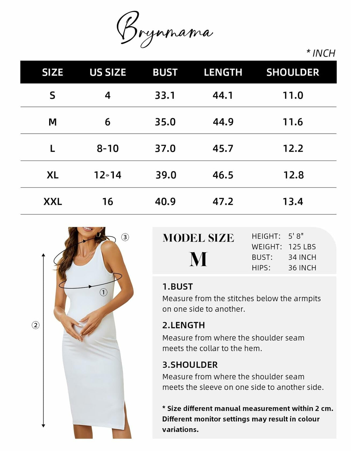 Brynmama 2 Pack Maternity Skirts Black Grey Sleeveless Side Split Midi Size M