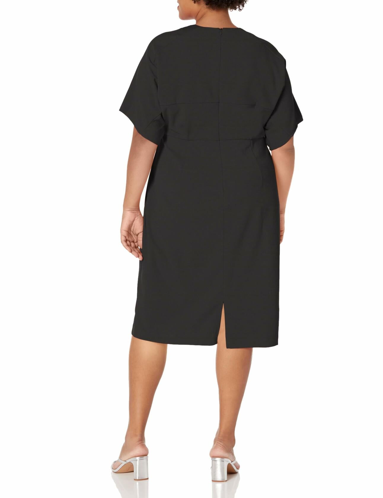 London Times Women's Black Midi Sheath Dress Versatile Polished Size 8