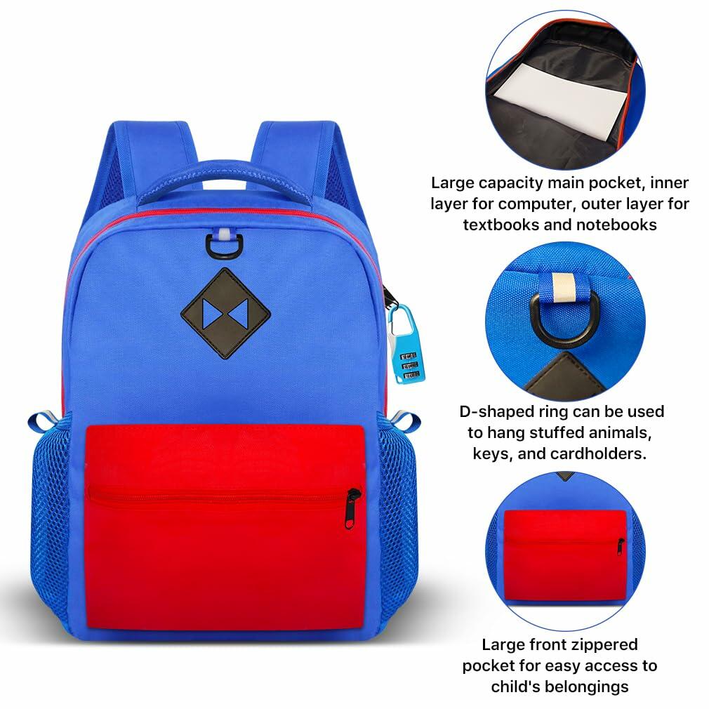 DGOOH Superhero Kids Backpack 16'' Cartoon School Bag Boys Girls