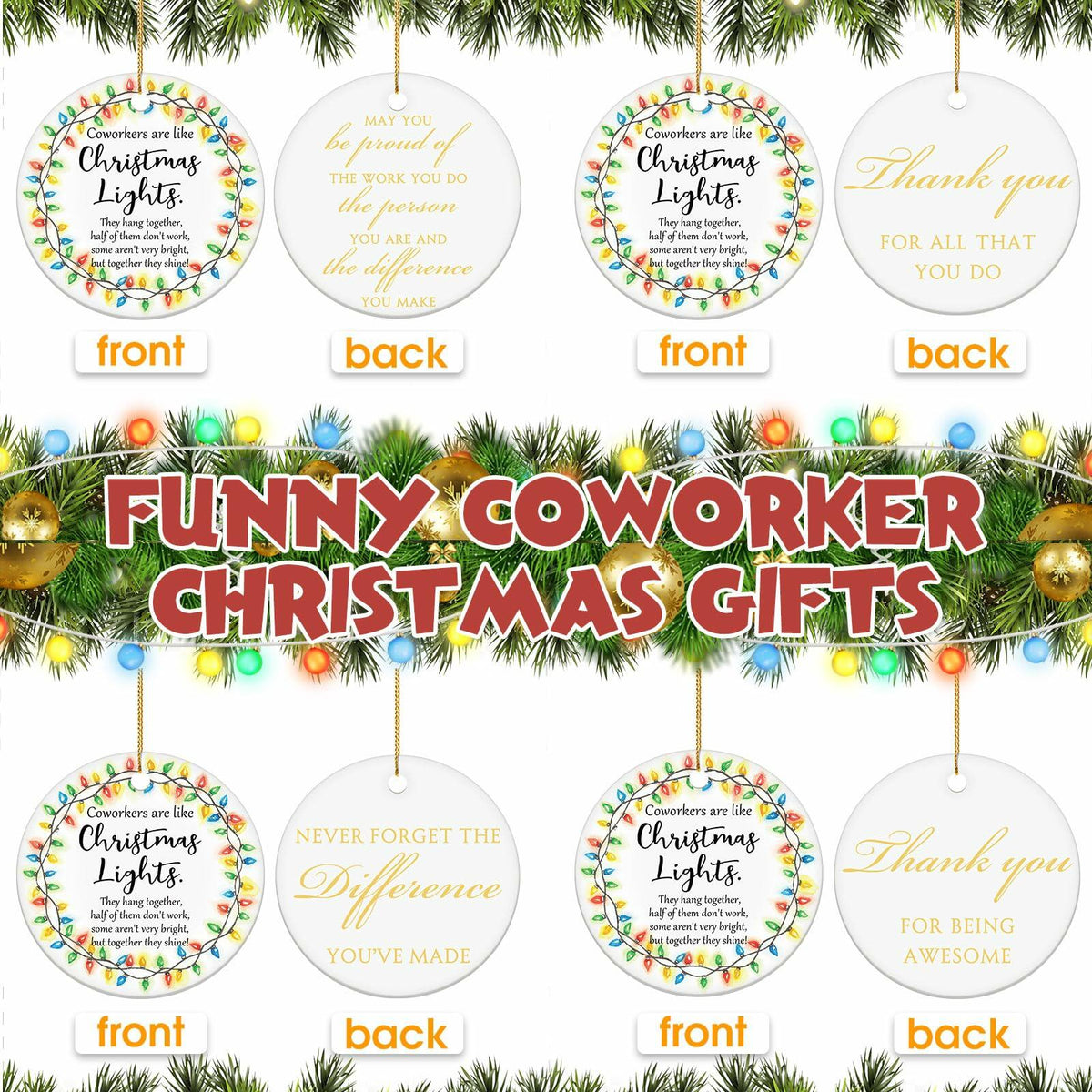 Layhit Ceramic Christmas Employee Appreciation Ornaments 16 Pcs Xmas Decor