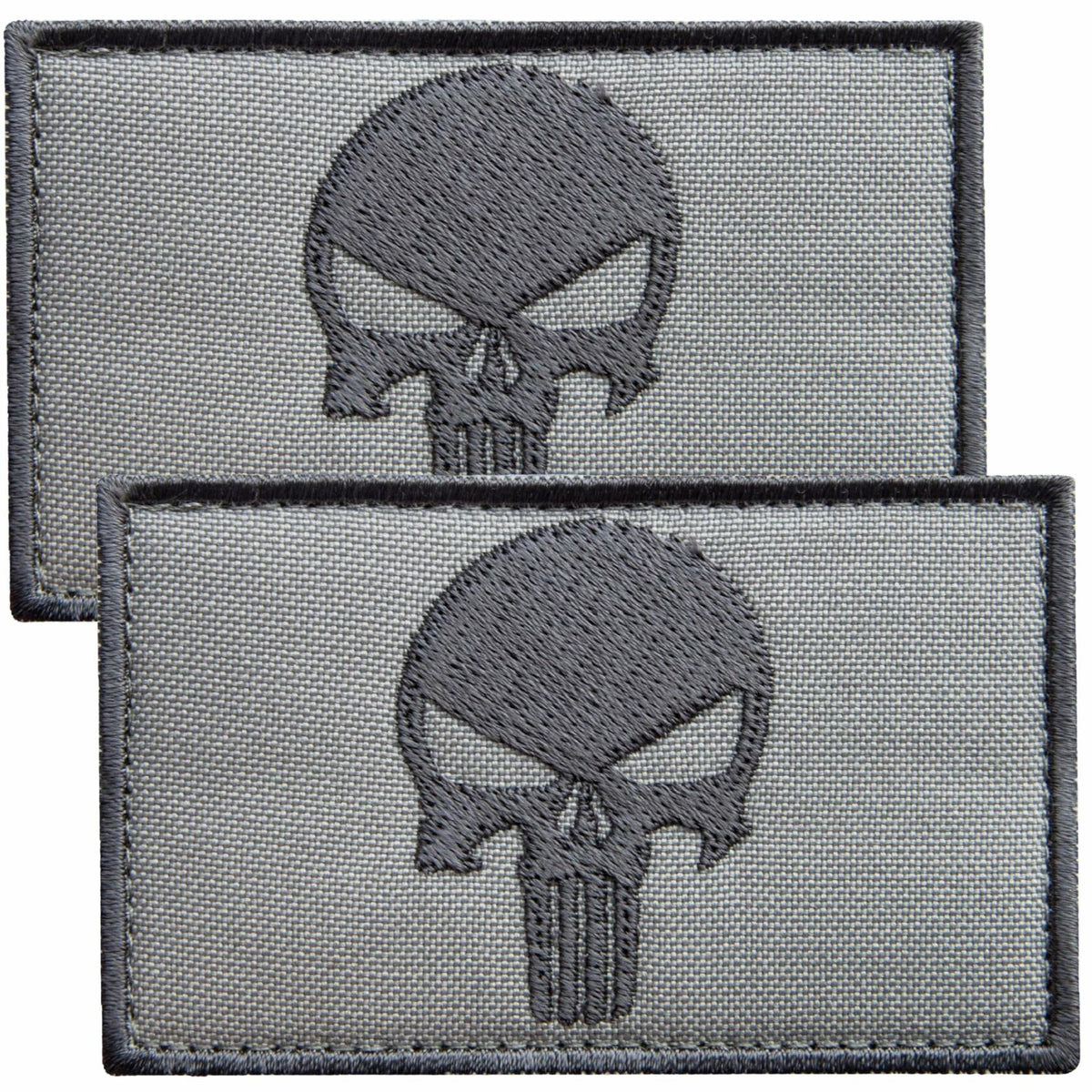 Bluyellow Tactical Skull Embroidered Patches Gray 3x2in 2pcs Set