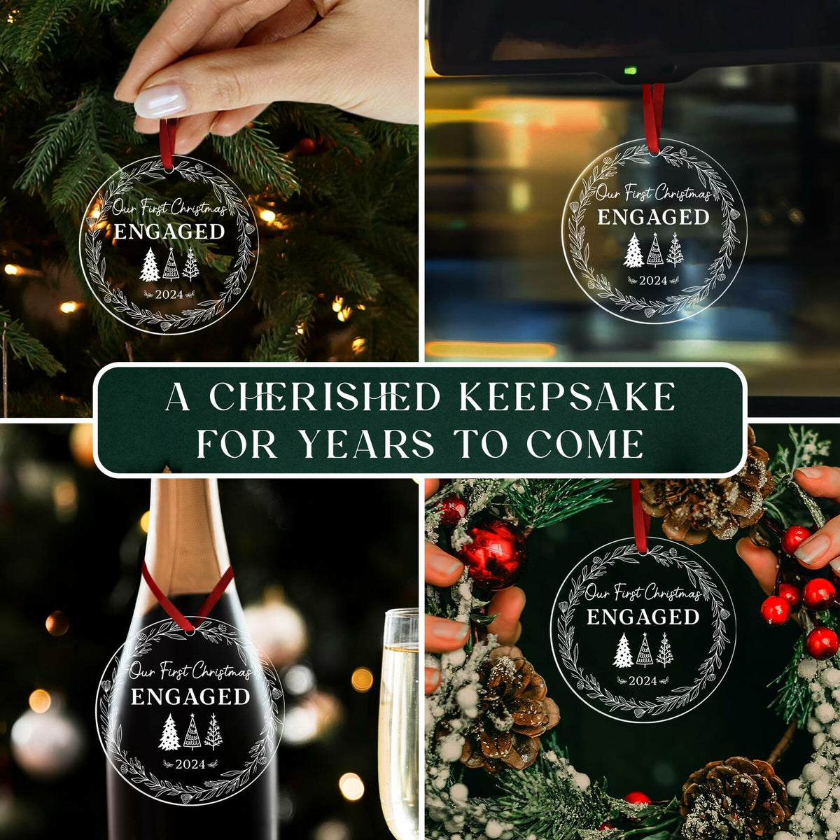 Our First Christmas Mr & Mrs 2024 Crystal Glass Ornament Wedding Gift