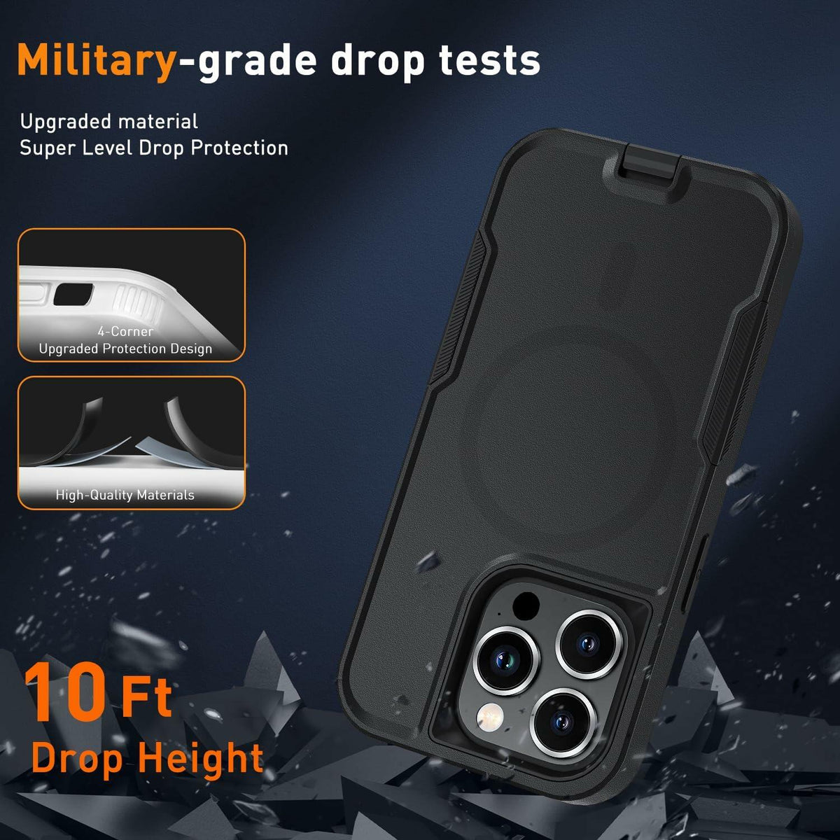 Xmon iPhone 15 Pro Magnetic Case with Tempered Glass Screen Protector Red 6.1"