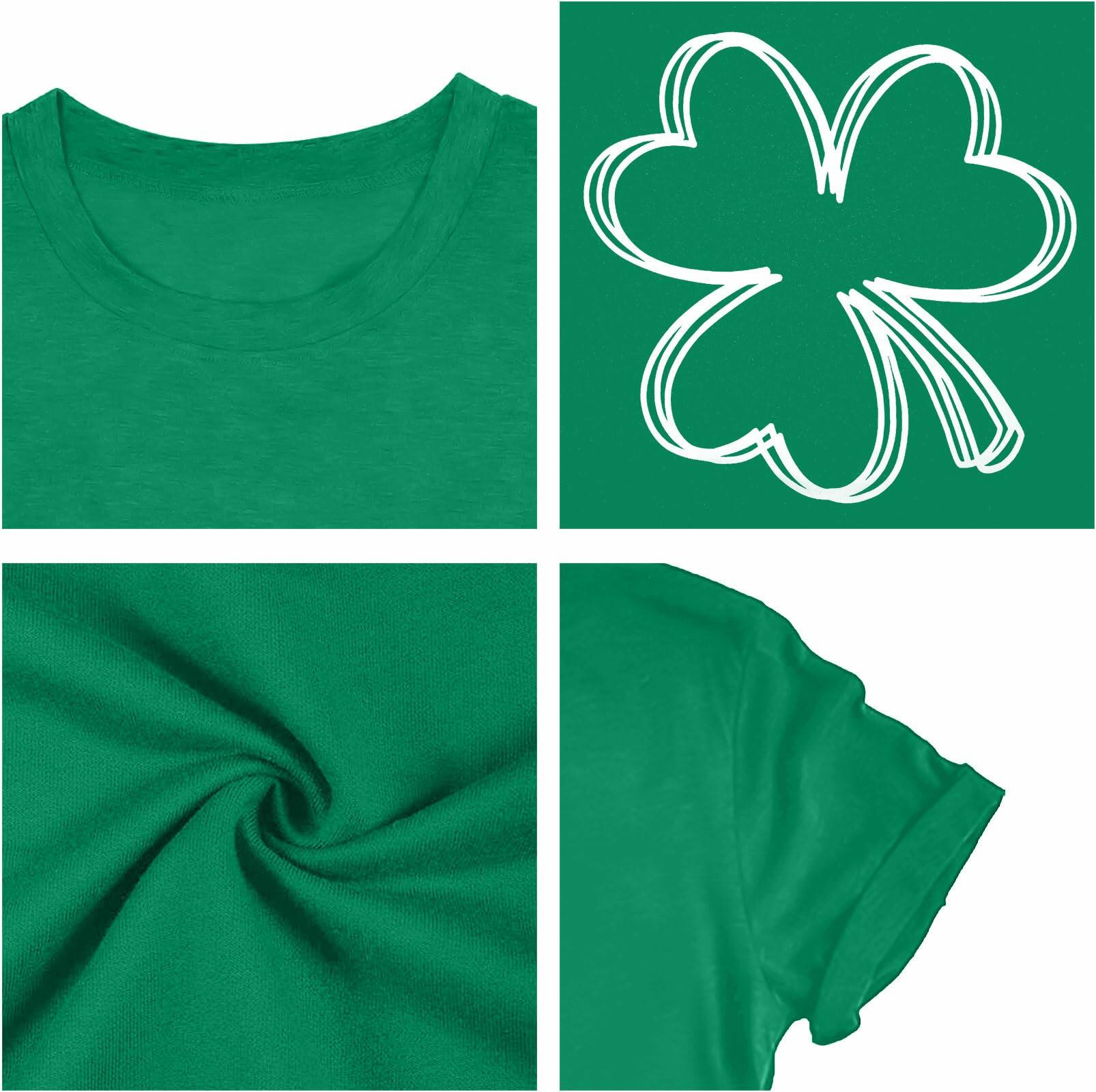 Plus Size St. Patrick's Day Lucky Shamrock Tee Shirt Women Green XL