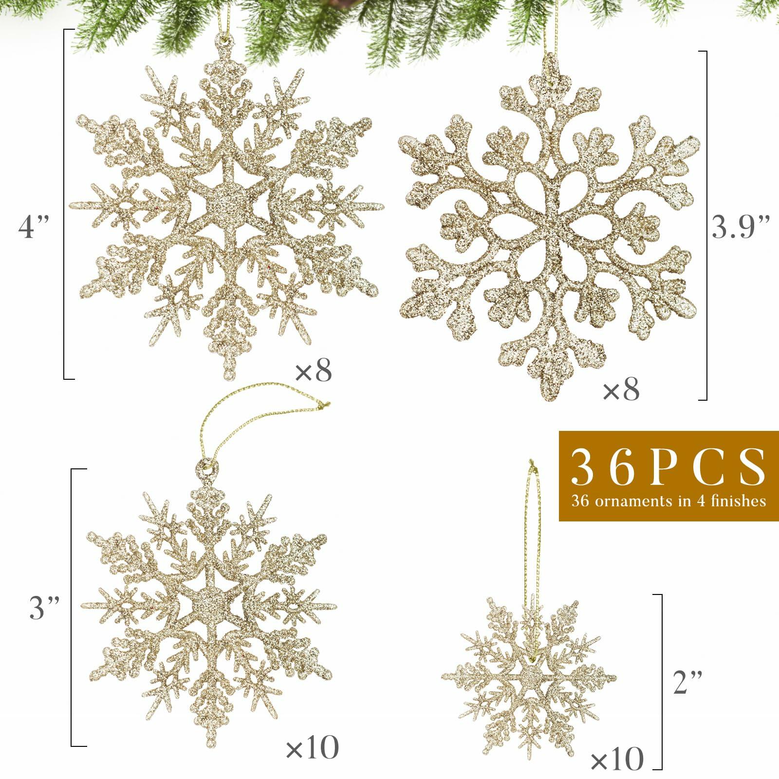 Langley Christmas Snowflake Ornaments Set Rose Gold 36pcs 4 Sizes