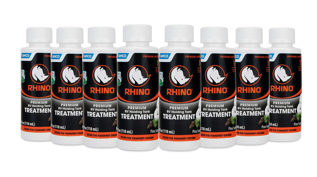 Camco RhinoFLEX Enzyme RV Holding Tank Treatment Pine Scent 8x4oz Bottles