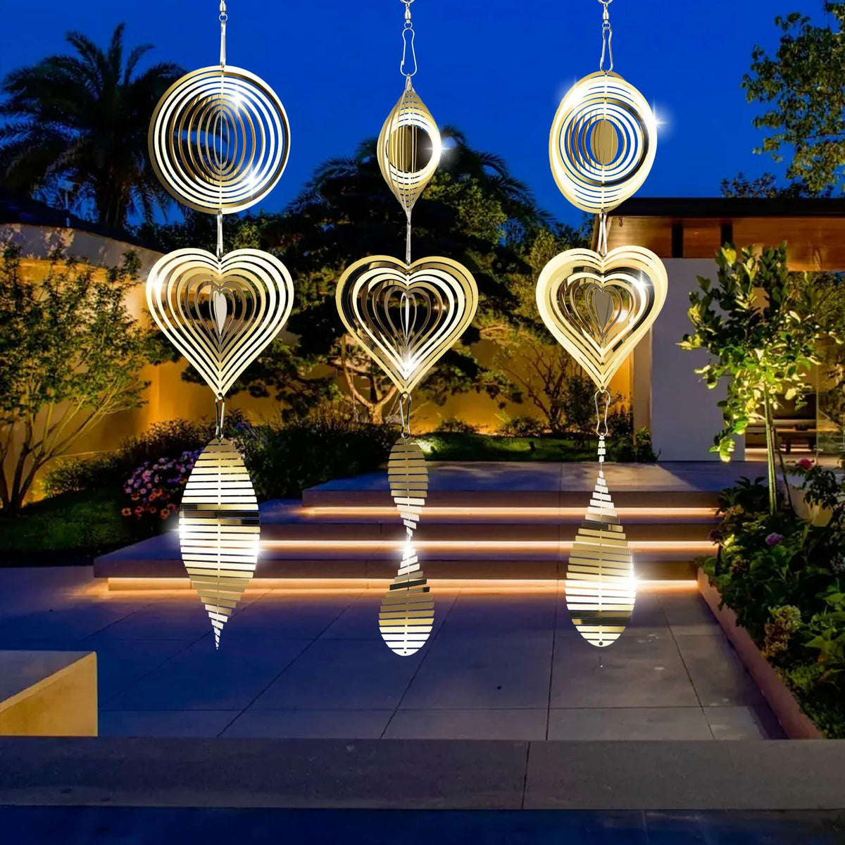 3D Metal Bird Scare Discs Set Double-Sided Reflectors Outdoor Garden Decor