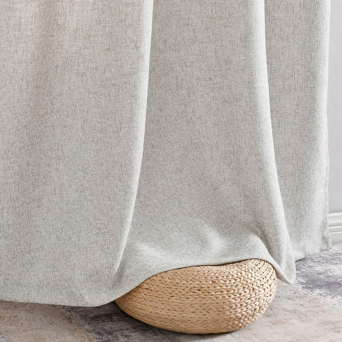 2pc Jinchan Faux Linen Burlap Curtains 63" Heathered Gray Grommet Panels