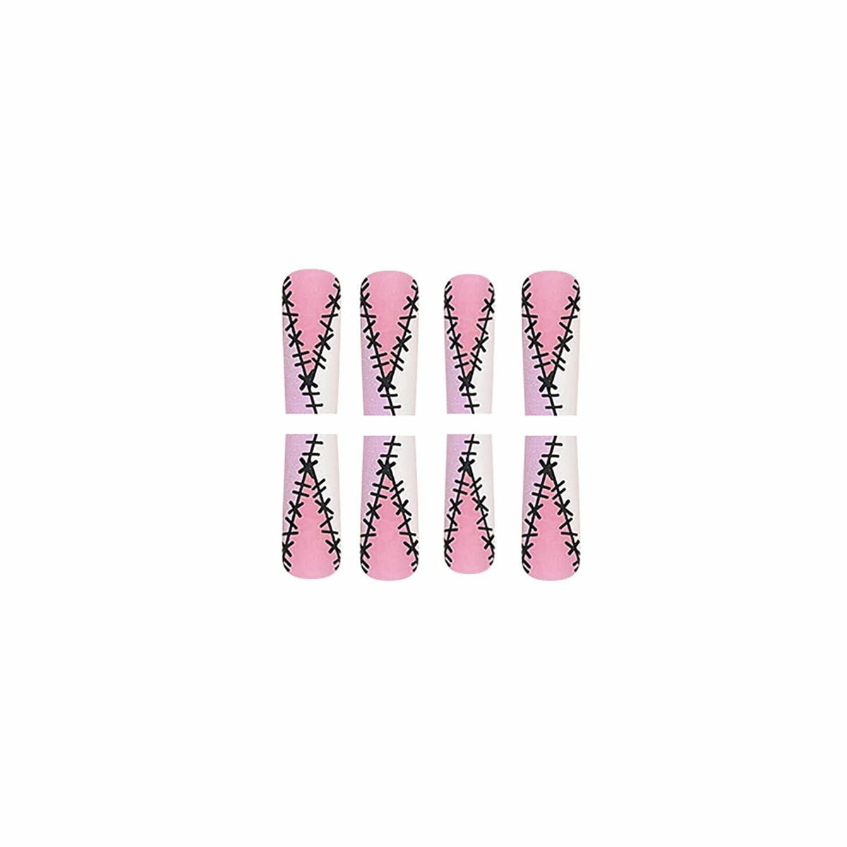 RIICFDD Halloween Fake Nails 24 Pcs Coffin Pink French Tip Ghost Designs